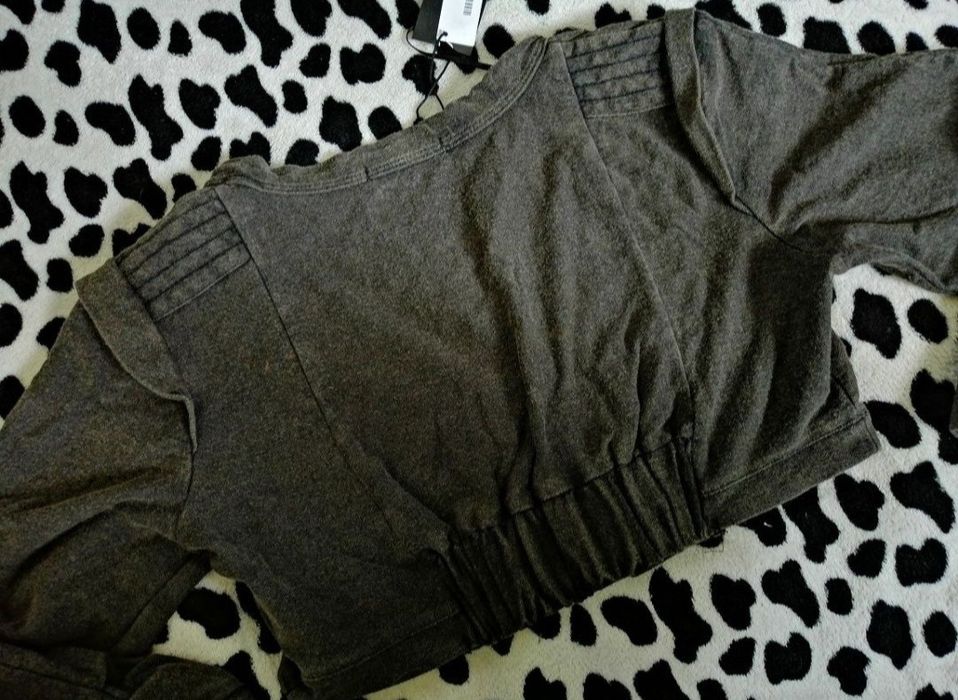 ICHI krótka Bluza khaki melanżowa bluzka crop top 100% BAWEŁNA _ Nowa!