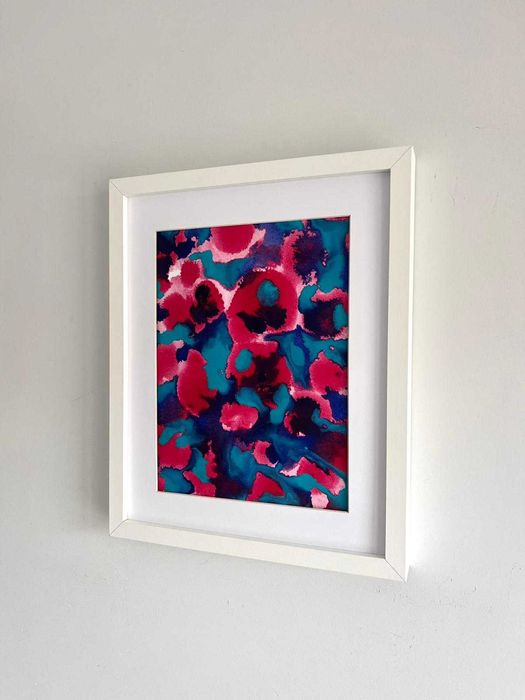 Quadro - Pintura abstrata em acrílico com moldura