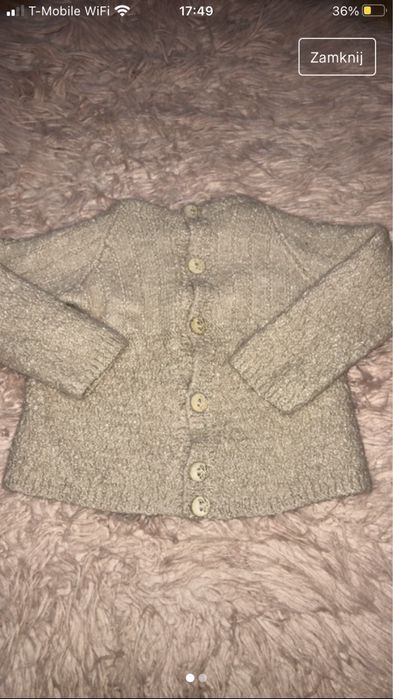 Beżowy wełniany sweterek 56/62