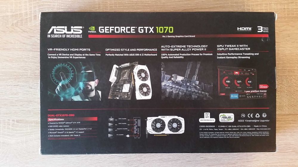Karta graficzna Asus GeForce GTX1070 OC 256Bit