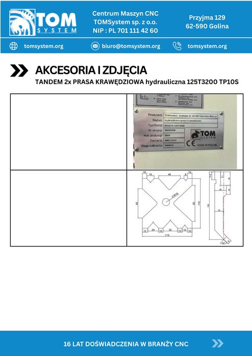 Prasa krawędziowa hydrauliczna TANDEM 2x 125T3200 TP10S