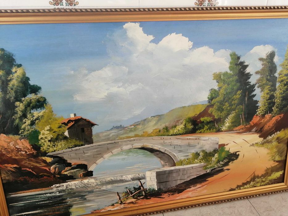 Quadro pintado a óleo - c/ moldura - 105cm x 67cm