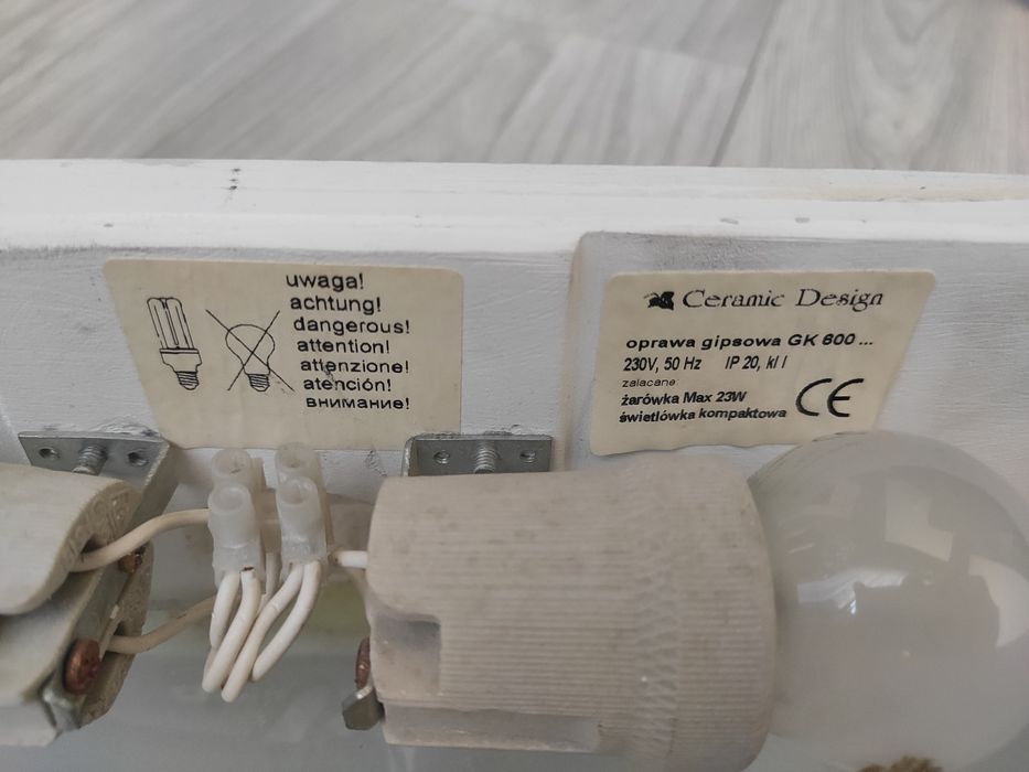 Oprawa gipsowa ścienna Kinkiet 2xE27 do malowania