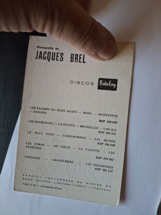 Postal promocional jacques Brel