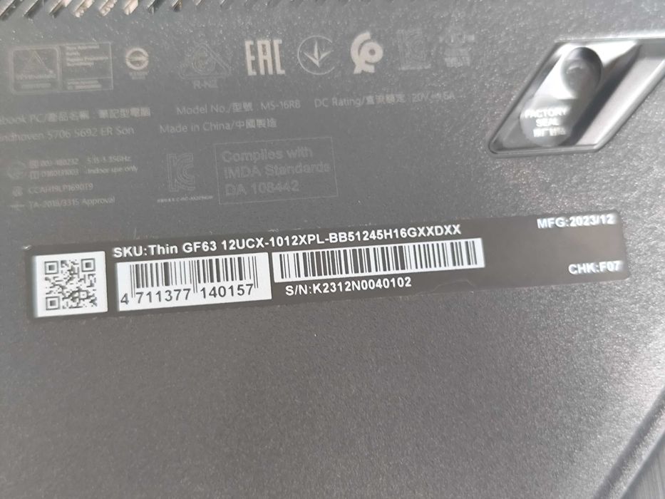 MSI Thin GF63 i5-12450H/16GB/512 RTX2050 144Hz + torba na laptopa gratis