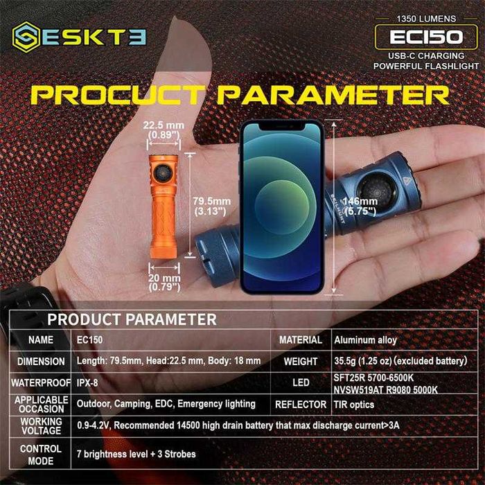 EDC Ліхтарик / фонарик  Skilhunt  EC150