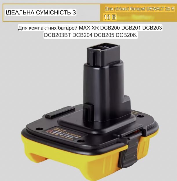 Адаптер акумулятора dewalt DCA1820 20 В