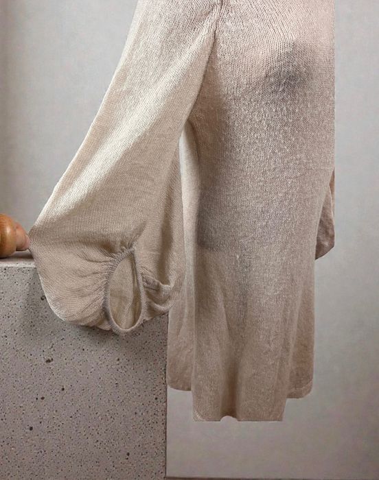 Designers Remix Charlotte Eskildsen L beżowa kaszmirowa sukienka rękaw