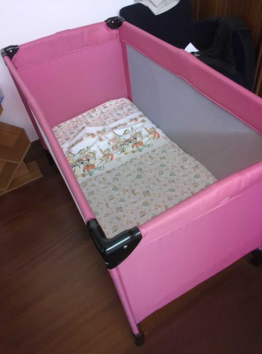 Cama viagem bébé "Zippy" + colchão ortopédico + roupa de cama