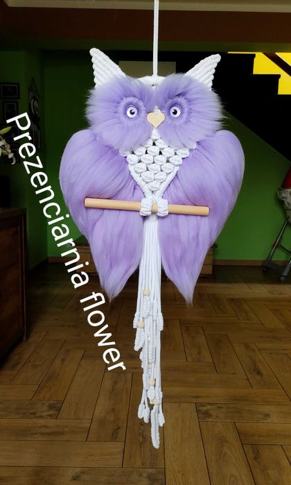 Sowa z makramy puchata kolory dowolne