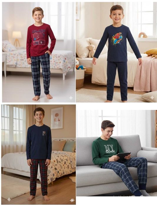 Піжама на хлопчика лонгслів із бавовни і фланель Pepperts