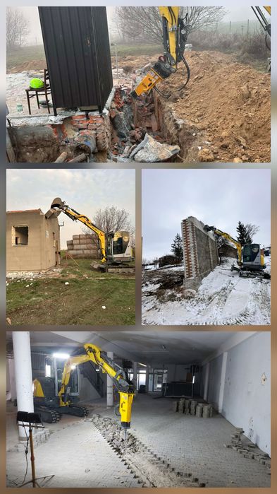Usługi mini Koparką 4t,wykopy, niwelacje, usuwanie korzeni, wyburzenia