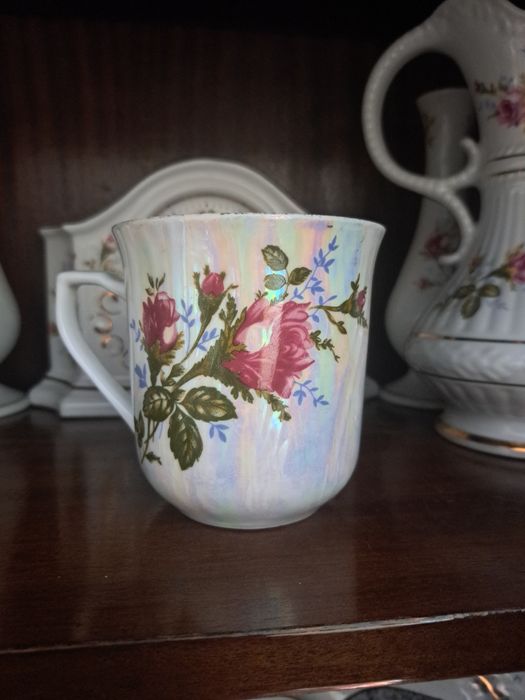 Kubek z porcelany chodzież róże perłowy