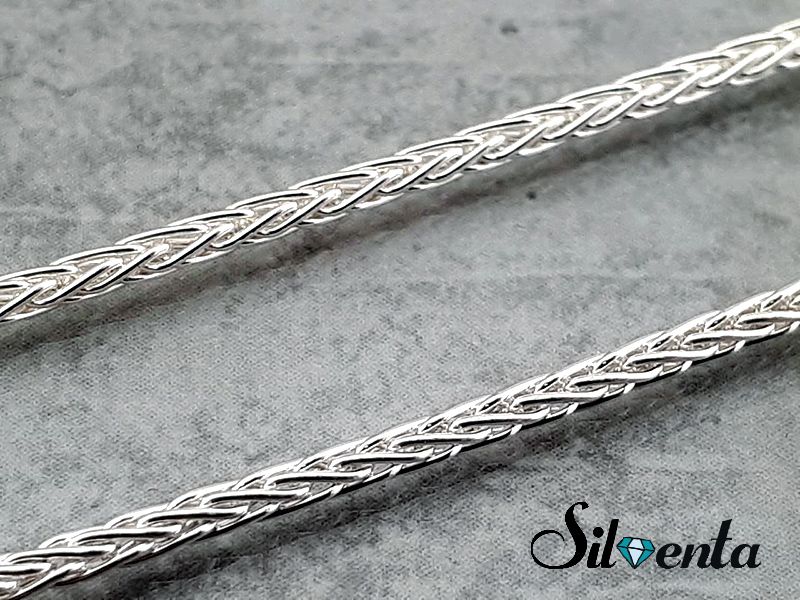 Жіноча срібна цепочка Колосок круглий ланцюжок на шию 45 50 55 60 см