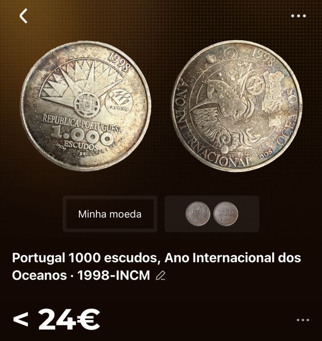 Portugal 1000 escudos, Ano Internacional dos Oceanos • 1998-INCM