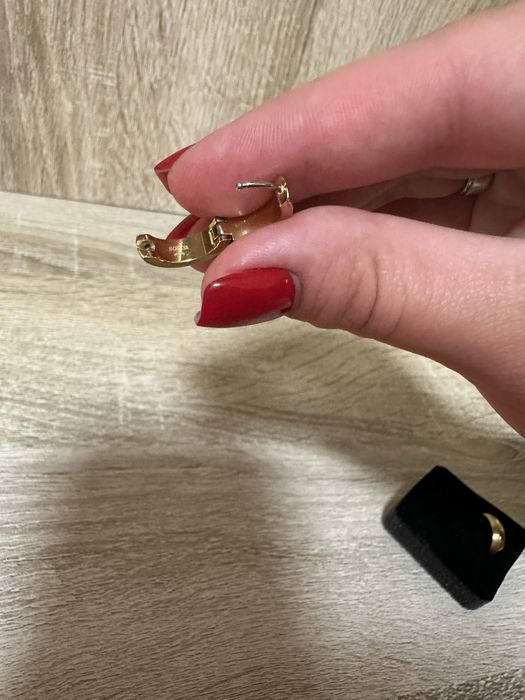 Сережки-кільця Boccia Titanium з матовим і полірованим позолоченим покриттям, 15 мм