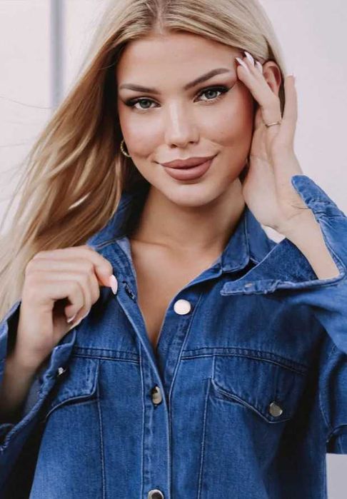 Koszula Damska Jeansowa Sophia, Tunika, Niebieska