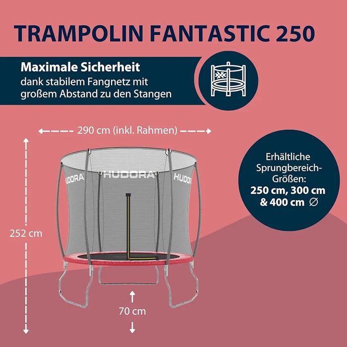 HUDORA Trampolina Fantastic w różnych rozmiarach – trampolina ogrodowa