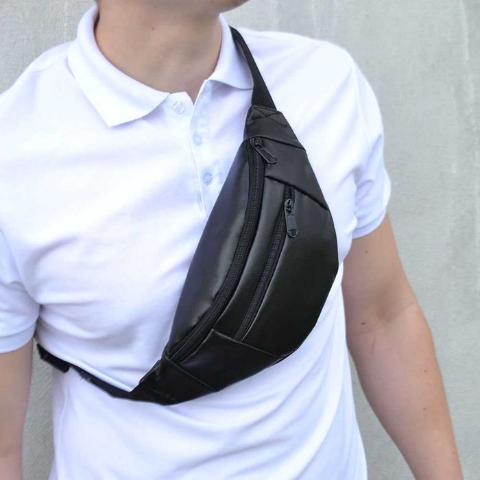 Бананка з якісної еко-шкіри, сумка через плече чоловіча жіноча на пояс