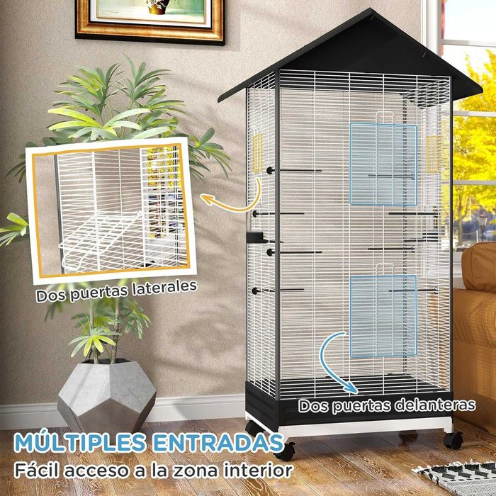 PORTES GRÁTIS - Gaiola para Pássaros com Rodas 79x65x155cm