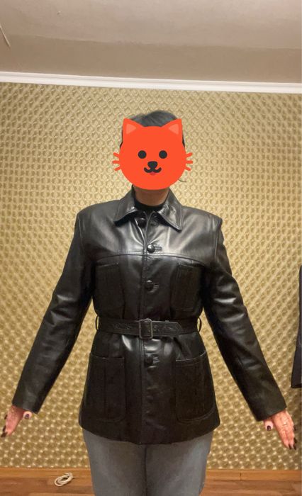 Шкіряна подовжена жіноча куртка весна/осінь