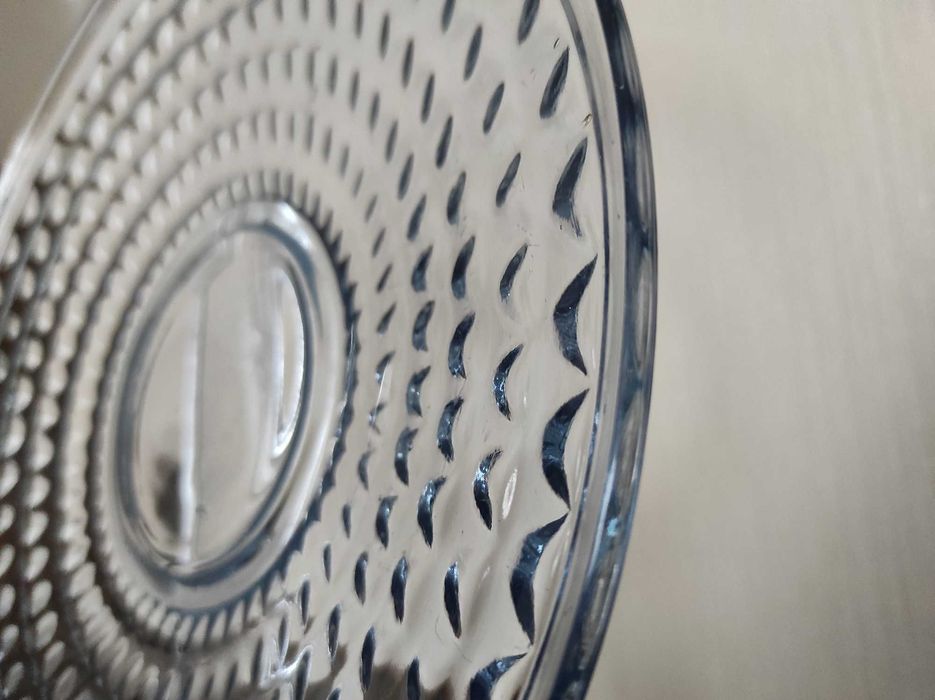 Patera, talerz, niebieskie szkło, huta Hortensja