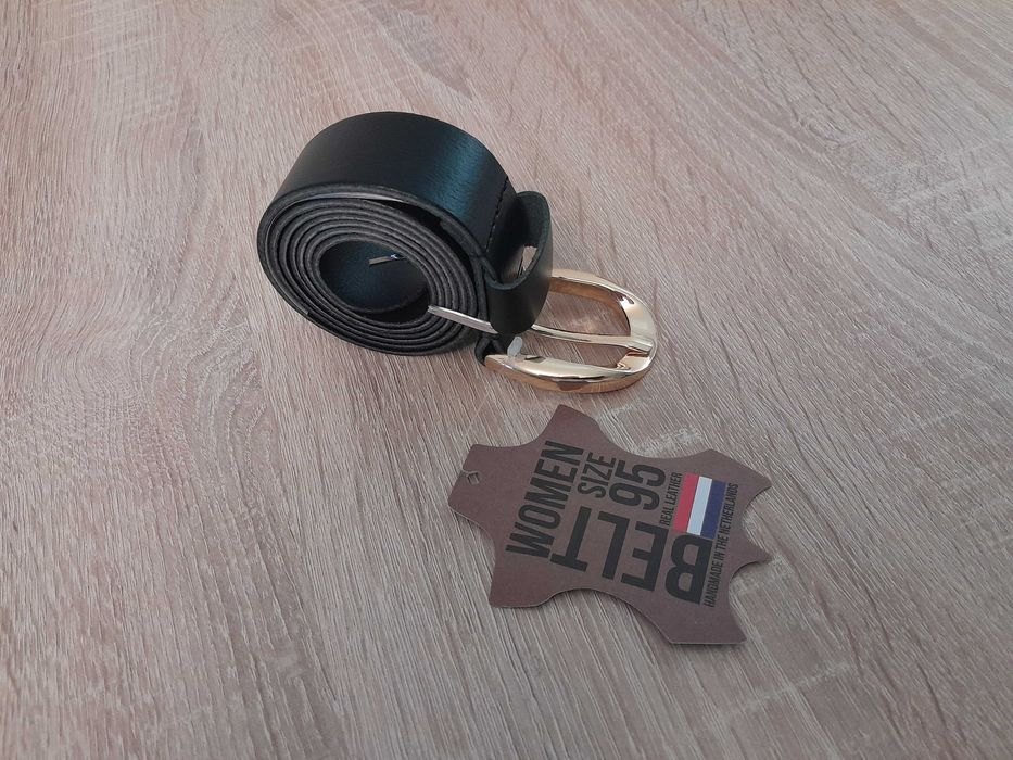 Nowy pasek damski z Holandii/ Fancy Style/czarny/95 cm/ klamra złota