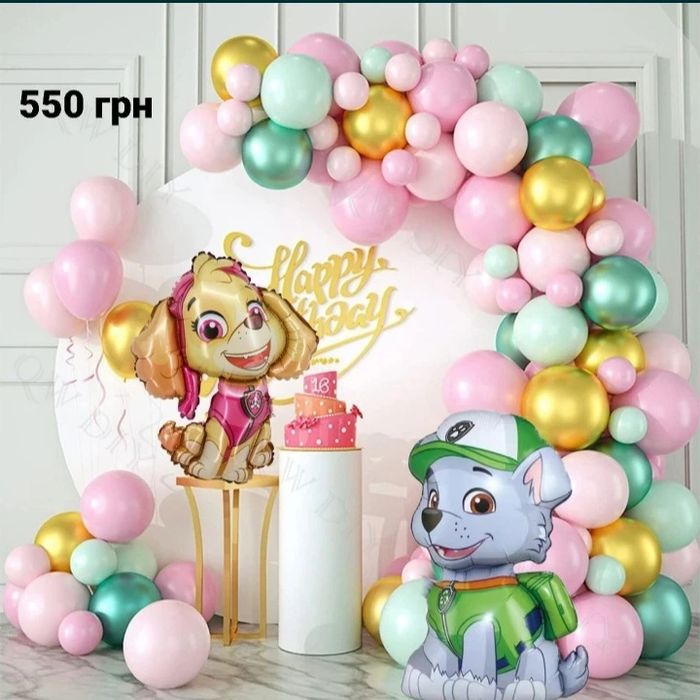 Фотозона щенячий патруль на день рождения гонщик крепыш маршал арка