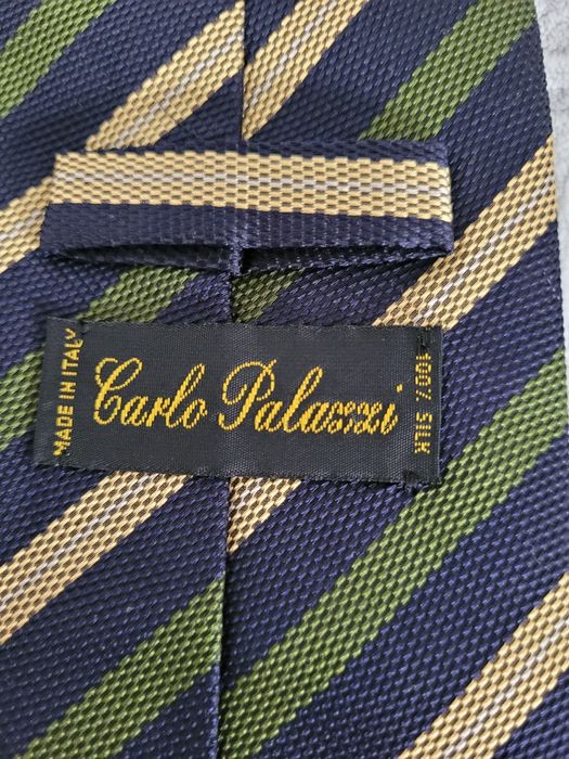 Jedwabny krawat granat, zielony, złoty