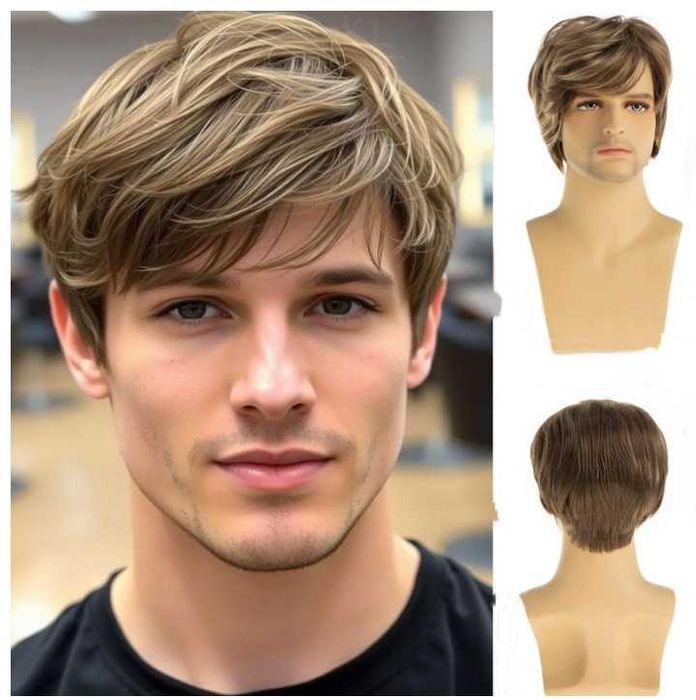 Męska peruka, sztuczne włosy Dsimeig