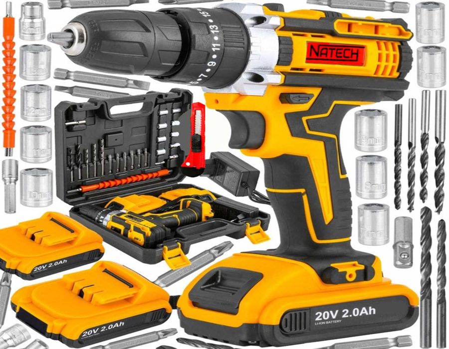 WIERTARKO WKRĘTARKA AKUMULATOROWA udarowa mocna wkrętak zakrętak 2xAKU