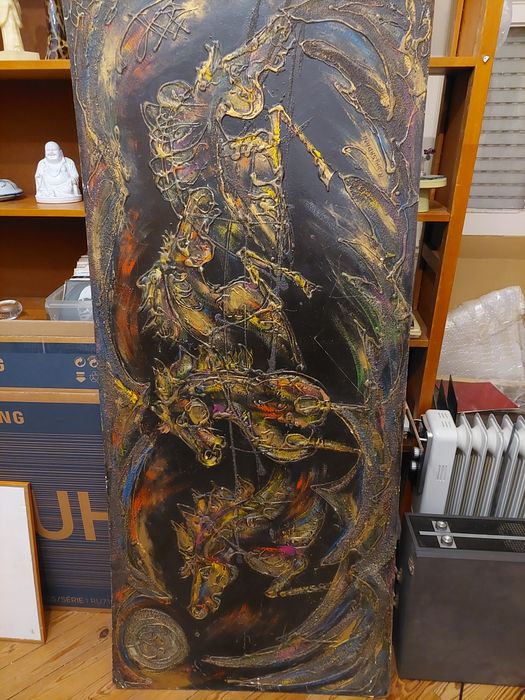Grande quadro assinado acrílico platex ridha sadani pintura