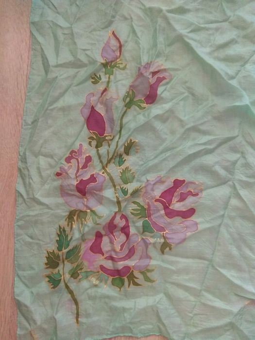 Vintage Ręcznie malowana chusta apaszka