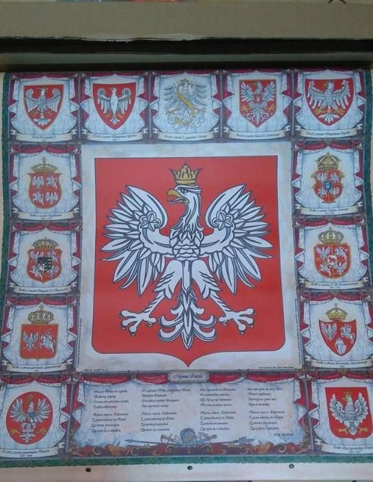 NOWA DUŻA Dwustronna Ścienna Mapa Polski Godło Herby 66x88cm Starodruk
