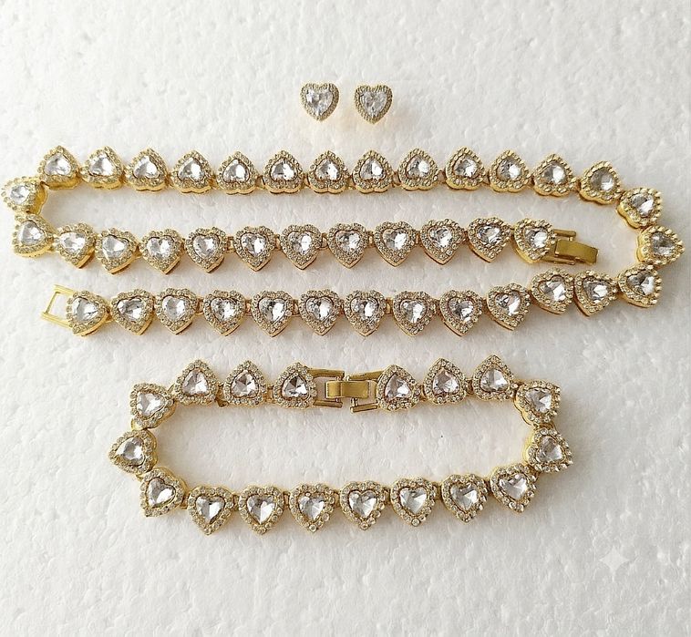 Conjunto Inspiração de colar, pulseira e brincos dourado
