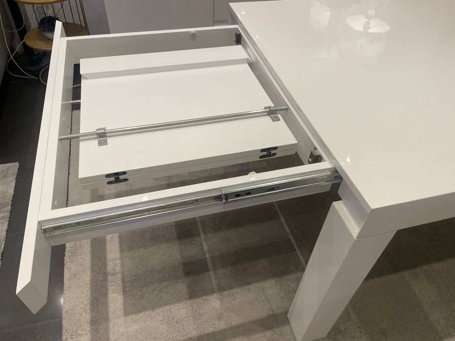Mesa jantar branco lacado - extensível [Woodspace]