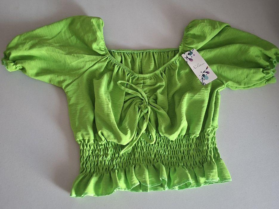 Nowa włoska hiszpanka rękaw bufki czarna i jabłko r. uniwersalny XS -M