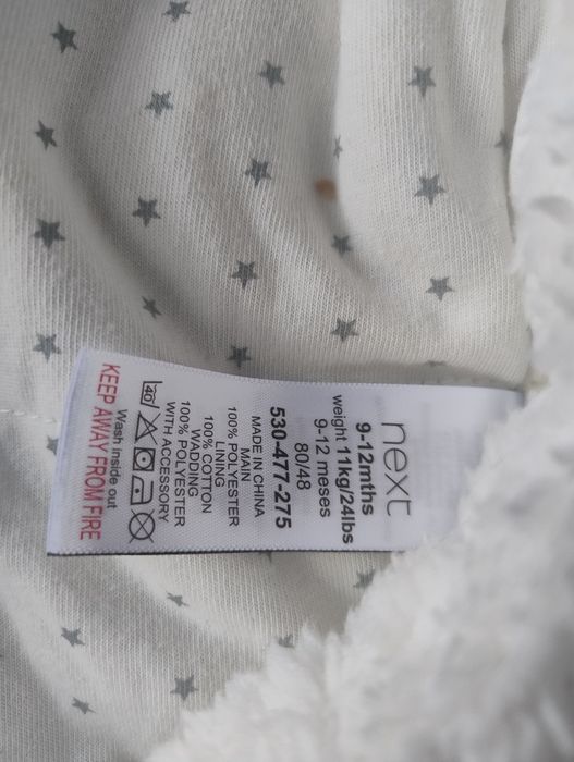 Kombinezon, futro, yeti zimowe Next baby. 9-12 miesięcy.