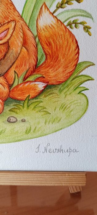 Картина на полотні "Fox family" 25х25см