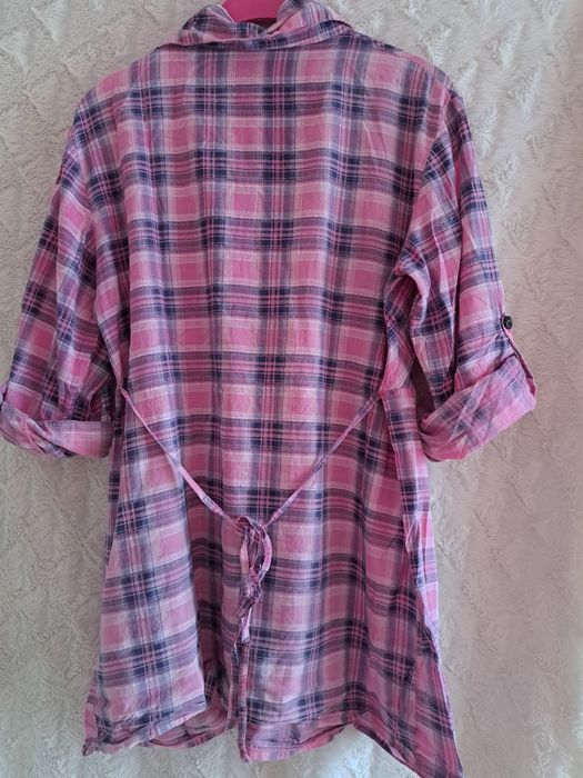 Koszula w kratę różowa