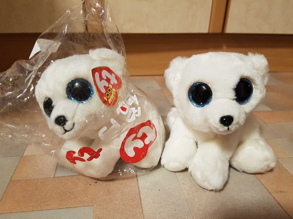 TY Beanie Boos глазастик белый мишка, полярный медведь ARI 15 см