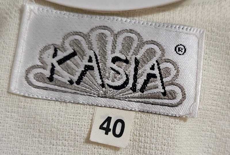 Kremowa sukienka z bolerkiem elegancki komplet damski rozmiar 40