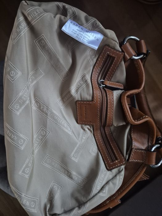 Karen Millen torebka skóra naturalna karmelowy brąz