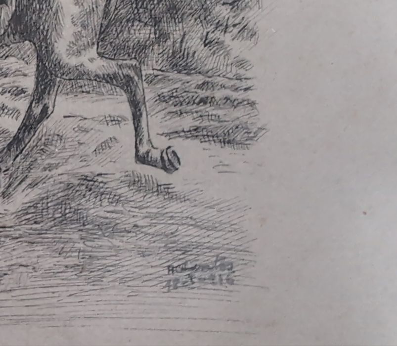 Desenho original a carvão assinado.