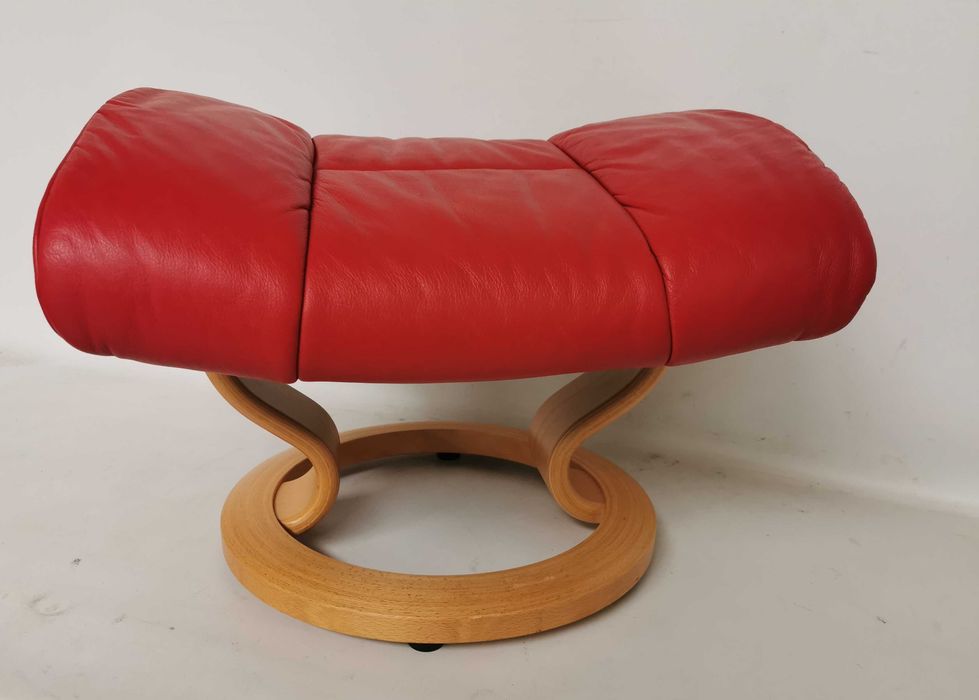 pufa podnóżek SKÓRA skórzany Ekornes stressless 56x38x41 czerwony
