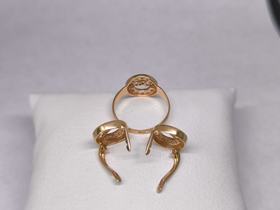 Кольцо и серьги золотые в стиле Versace Версаче (5.0г)