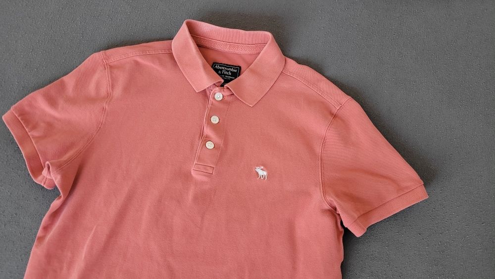 Koszulka Polo męska Abercrombie & Fitch S M koral róż