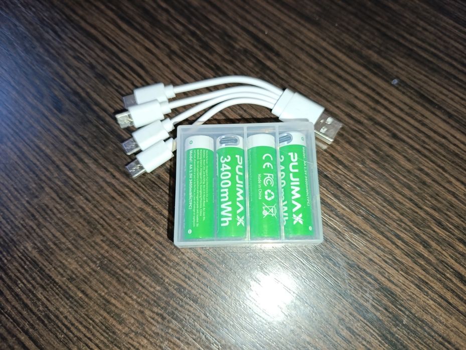 Акумулятори AA Pujimax 3400 mWh 1.5V Li-ion з Type-C (4 шт. + кабель + кейс)