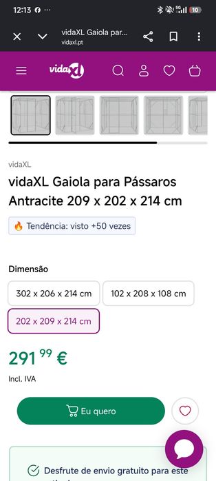 Gaiola para pássaros