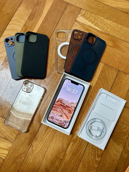 Telefon iPhone 13 128gb bateria 72% duzo etui pełen komplet